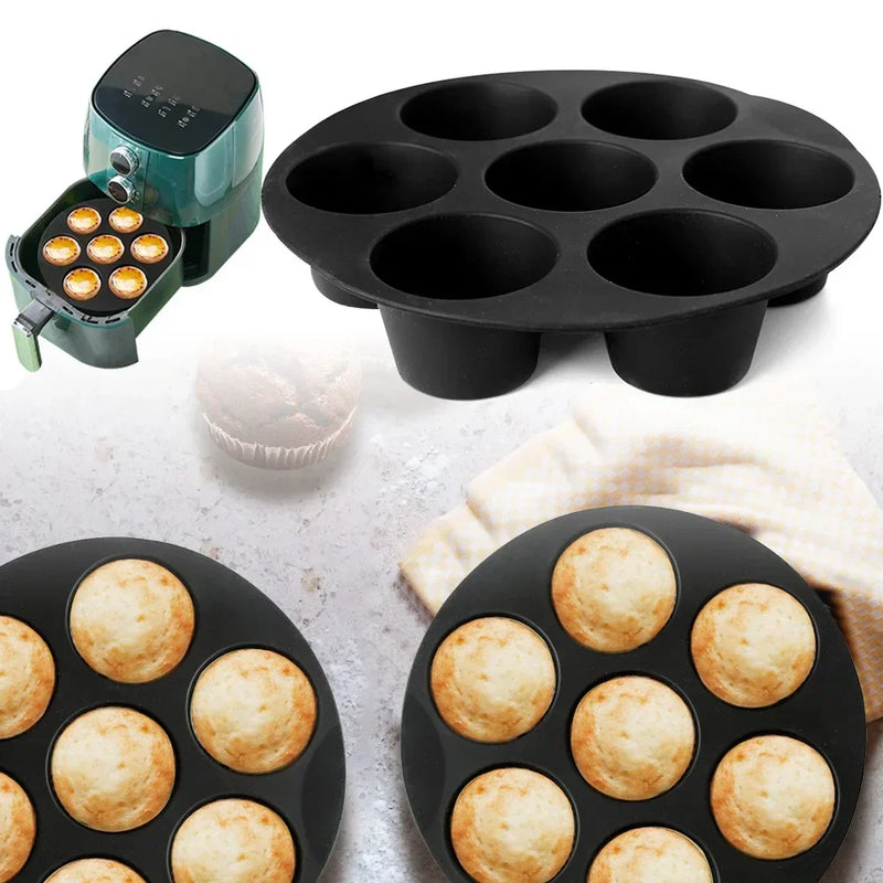 Assadeira Silicone de Muffin Para Air Fryer,  Micro-ondas