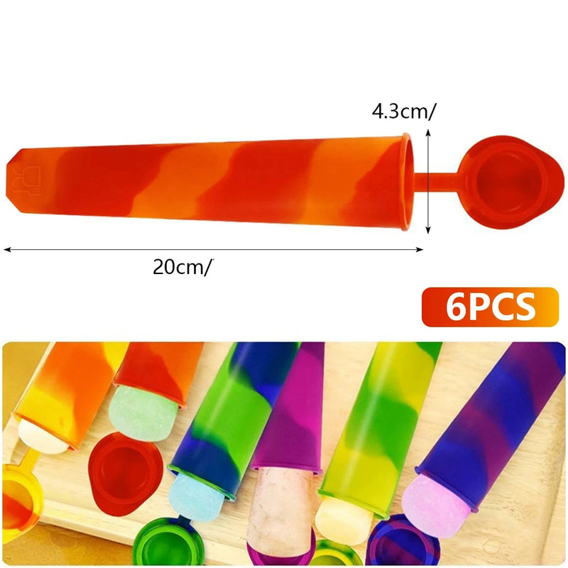 Tubo de Silicone para picolé Multicoloridos para Crianças e Bebês - 6 Peças