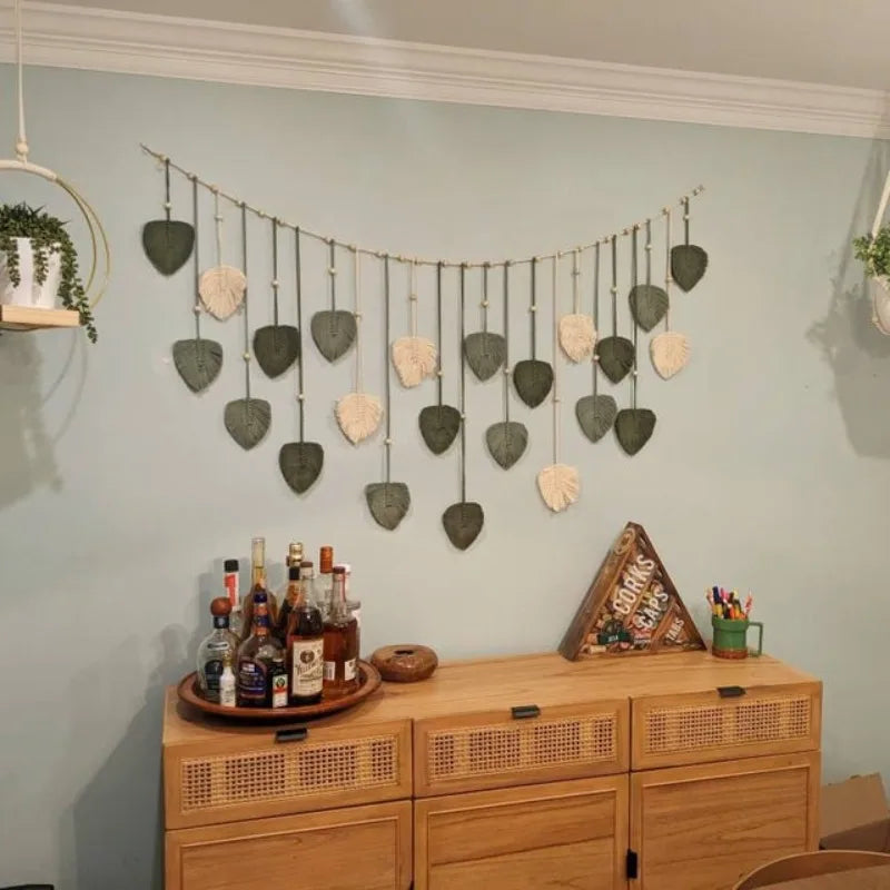 Decoração de Parede Folhas Macrame