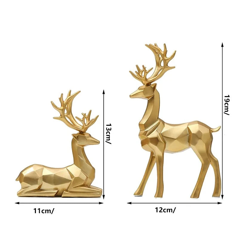 Escultura Geométrica Alce Dourado