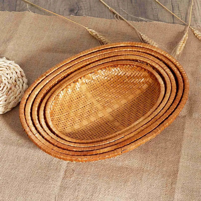 Cesta oval de bambu - 3 Peças