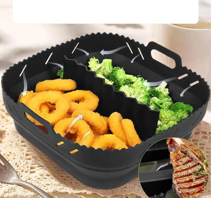 Cesta de Silicone Retrátil com Divisória para Air Fryer