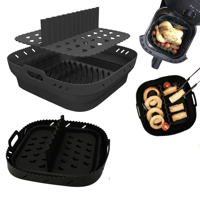 Cesta de Silicone Retrátil com Divisória para Air Fryer