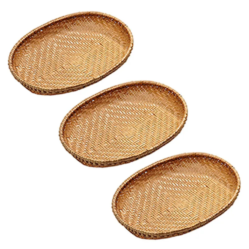 Cesta oval de bambu - 3 Peças