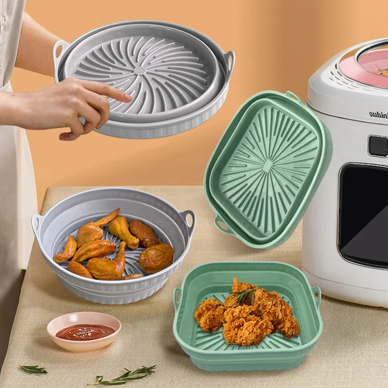 Cesta de Silicone Antiaderente Retrátil Para Air Fryer