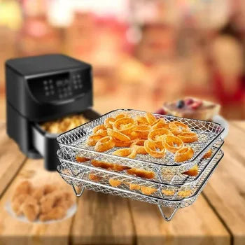 Suporte para Air Fryer, Forno em Aço Inoxidável -  3 Camadas